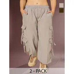 AIOQ Women Relaxed High-Rise Easy Wash Cargos Trousers-picture-15