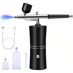 Air brush Set, Professional Facial Makeup Airbrush Gun Kit, USB Rechargeable Air Brush Pen for Makeup Skin SPA Art Nail Painting Tattoo Manicure Cakes DIY, with 3 Capacity Cups-picture-23