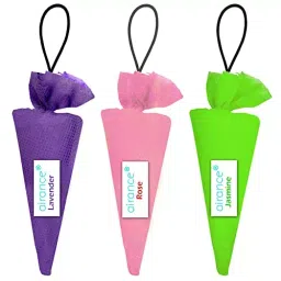 Airance 60 g Each Rose, Lavender & Jasmine Fragrance Hanging Camphor Cone Car Air Freshener Combo (Pack of 3)-picture-46