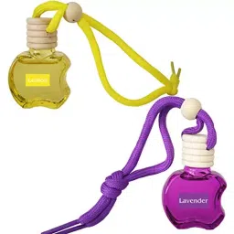 Airance 9 ml Each Lemon & Lavender Fragrance Apple Shape Hanging Aroma Diffuser Car Air Freshener (Pack of 2)-picture-40