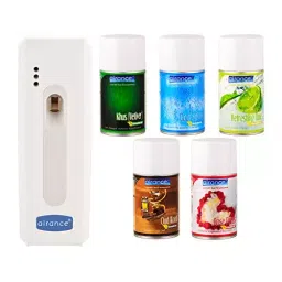 Airance Automatic A5 Room Freshener Dispenser Machine with 250 ml Each Khus (Vetiver), Cool Splash, Refreshing Lime,Oud Wood & Rose Petals Fragrance Spray Bottle (Pack of 6)-picture-27