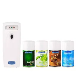 Airance Automatic Room Freshener Dispenser Machine with 250 ml Each Khus (Vetiver), Cool Splash, Refreshing Lime,Oud Wood Fragrance Spray Bottle (Pack of 5)-image-15