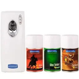 Airance Automatic Room Freshner LED Aerosol Dispenser With 250 ml Each Musk, Khus (Vetiver) & Oud Wood Fragrance Refill (Pack of 4)-image-31