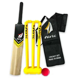 Airic Dashing Kashmiri Popular Willow bat with Plastic Wicket Set for kids Cricket Kit - Black-picture-15