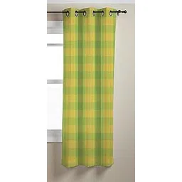 airwill AIRWILL, Cotton Checkered Pattern Window - 4x5ft Curtains - (Pack of 1 pc) - Green, Yellow-picture-24