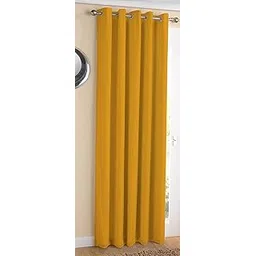 AIRWILL Cotton Plain Yellow Designed Blackout and Room Darkening 7ft Door Curtains Pack of 1 pc. (Solid - Yellow)-picture-19