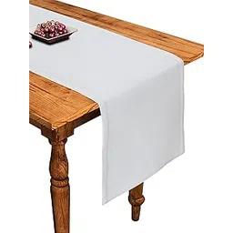 Airwill Cotton Plain White Designed Solid Pattern Table Runner Length 152cm (White, Pack of 1)-picture-12