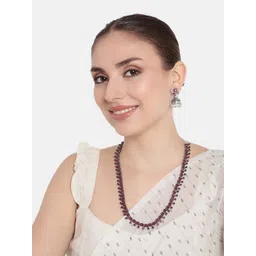 AITIHYA Oxidised Silver-Plated Stone Studded Necklace & Jhumka Earrings Jewellery Set-picture-32