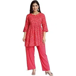 aivira Cotton Printed Maternity Night Suits Set for Womens (Dark Pink)-picture-38