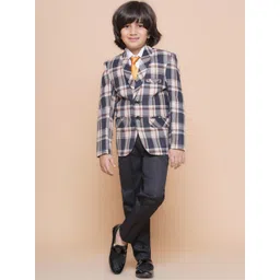 Aj DEZInES Boys Checked Single-Breasted Five-Piece Suit-picture-42