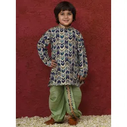Aj DEZInES Boys Chevron Printed Long Sleeves Pure Cotton Kurta With Dhoti Pants-picture-33