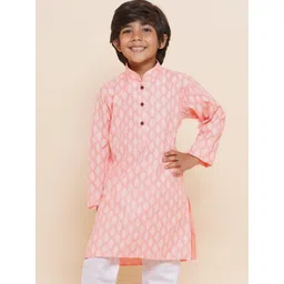 Aj DEZInES Boys Ethnic Motifs Printed Mandarin Collar Long Sleeves Pure Cotton Kurta-picture-13