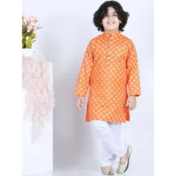Aj DEZInES Boys Ethnic Motifs Printed Pure Cotton Kurta with Pyjamas-picture-34