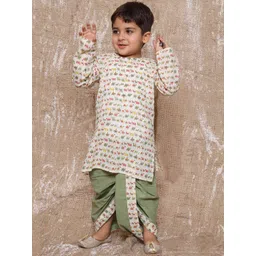 Aj DEZInES Boys Ethnic Motifs Printed Regular Pure Cotton Kurta with Dhoti Pants-picture-27