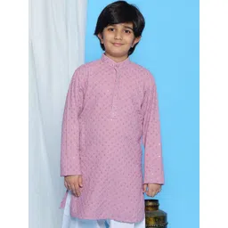 Aj DEZInES Boys Floral Embroidered Band Collar Sequins Straight kurta-picture-27