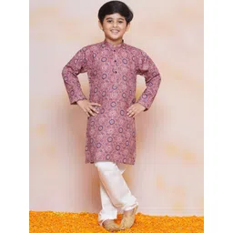 Aj DEZInES Boys Floral Printed Straight Mandarin Collar Pure Cotton Kurta With Pyjama-picture-17