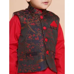 Aj DEZInES Boys Mandarin Collar Pure Cotton Straight Kurta & Dhoti Pants With Nehru Jacket image 5