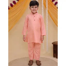 Aj DEZInES Boys Mandarin Collar Pure Cotton Straight Kurta with Pyjama-picture-11