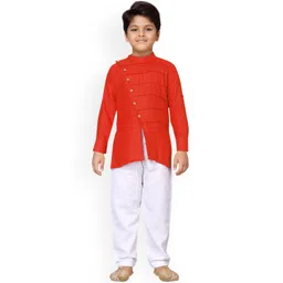 Aj DEZInES Boys Orange & White Solid Kurta with Pyjamas-picture-29