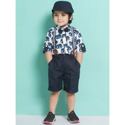 Aj DEZInES Boys Printed Cotton Shirt with Shorts & Cap Suspenders Clothing Set-picture-21