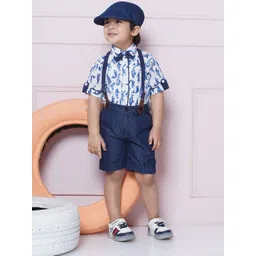 Aj DEZInES Boys Printed Pure Cotton Shirt with Shorts-picture-23