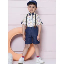 Aj DEZInES Boys Printed Pure Cotton Shirt with Shorts-picture-24