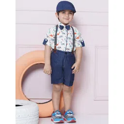 Aj DEZInES Boys Printed Pure Cotton Shirt with Shorts-picture-28