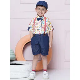 Aj DEZInES Boys Printed Shirt with Shorts & Suspenders Clothing Set-picture-12