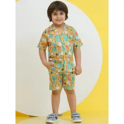 Aj DEZInES Boys Printed Short Sleeves Pure Cotton Shirt With Shorts-picture-28