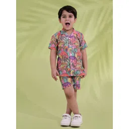 Aj DEZInES Boys Printed Short Sleeves Pure Cotton Shirt With Shorts-picture-30