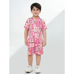 Aj DEZInES Boys Printed Short Sleeves Pure Cotton Shirt With Shorts-picture-56