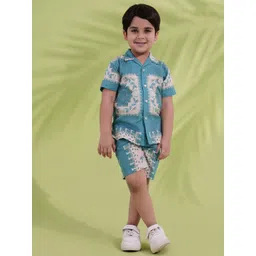 Aj DEZInES Boys Printed Short Sleeves Pure Cotton Shirt With Shorts-picture-31