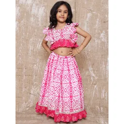 Aj DEZInES Girls Bandhani Printed Cotton Ready to Wear Lehenga & Choli-picture-11
