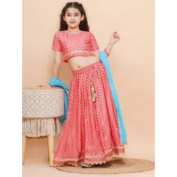 Aj DEZInES Girls Ethnic Motifs Printed Ready to Wear Lehenga & Blouse With Dupatta-picture-30