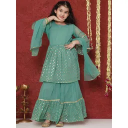 Aj DEZInES Girls Ethnic Motifs Printed Regular Kurta with Sharara-picture-19