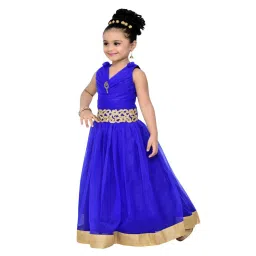 AJ Dezines Kids Blue Zari Work Gown image 3