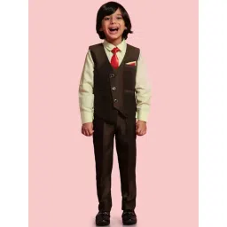 AJ Dezines Kids Olive Green Regular Fit Full Sleeves Shirt Set-picture-36