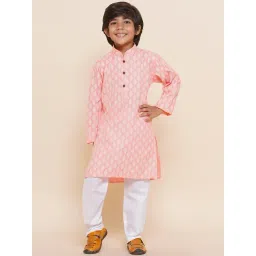 AJ Dezines Kids Pink & White Printed Full Sleeves Kurta with Pyjamas-picture-37