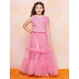 AJ Dezines Kids Pink Embellished Lehenga, Choli with Dupatta-picture-22