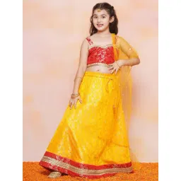 AJ Dezines Kids Red & Yellow Printed Lehenga Cholis-picture-25