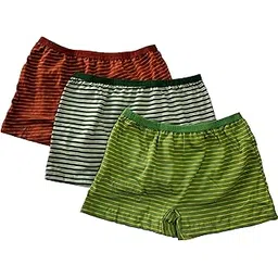 aj fashions Pack of 3 Pure Cotton All Day Comfort Underskirt Boyshort Panties | Multicolor Broad Elastic Stripe Printed boy Short Knicker - Multicolor-picture-17