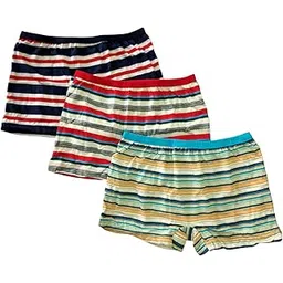 aj fashions Pack of 3 Pure Cotton All Day Comfort Underskirt Boyshort Panties | Multicolor Broad Elastic Stripe Printed boy Short Knicker - Multicolour-picture-16