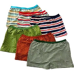 aj fashions Pack of 6 Pure Cotton All Day Comfort Underskirt Boyshort Panties | Multicolor Broad Elastic Stripe Printed boy Short Knicker - Multicolor-picture-18