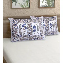 aj home Blue Patterned 144 TC 100% Cotton (Set of 2) Pillow Covers-picture-16