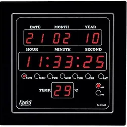 Ajanta Quartz OLC - 302 Plastic Digital Red LED Square Wall Clock (Black, 25.4 cm x 25.4 cm x 3.5 cm)-image-13
