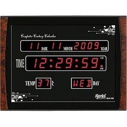 Ajanta Quartz Plastic Digital Red Led Rectangle Wall Clock Olc - 105 (39.6 Cm X 3.1 Cm X 29.6 Cm)-image-14