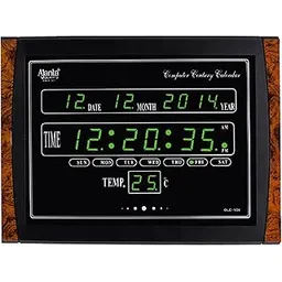 Ajanta Quartz Glass Abstract Digital LED Rectangle Wall Clock OLC - 104 (Green, 39.6 cm x 29.6 cm x 4.5 cm)-image-1