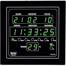 Ajanta Quartz Plastic Quartz Digital Green Led Square Wall Clock Olc - 302 (25.4 Cm X 3.5 Cm X 25.4 Cm)-image-28