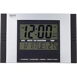 Ajanta Quartz Plastic Rectangle Digital Alarm Wall Clock (29 cm x 19 cm x 2.5 cm, Black, ODC 70)-image-31