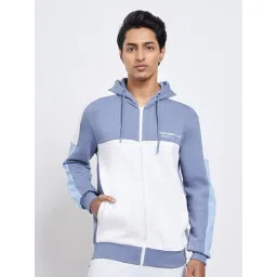 Ajile By Pantaloons Airy Blue Regular Fit Colour Block Sports Hoodie-picture-33